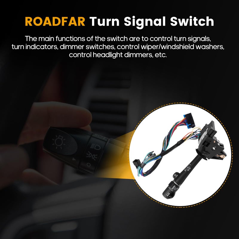 ROADFAR Turn Signal Switch Multi-Function Combination Switch, Push Button, Black, Manual Operation, Fits 2000-2005 Chevy Impala with Cruise Control, 2000-2005 Chevy Monte Carlo with Cruise Control - Image 2